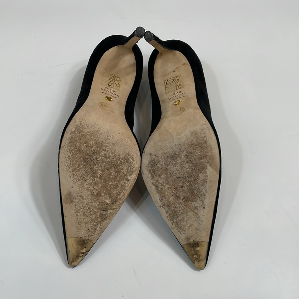 Stuart Weitzman Black Suede Stiletto Pumps Size 8.5 - Picture 10 of 12